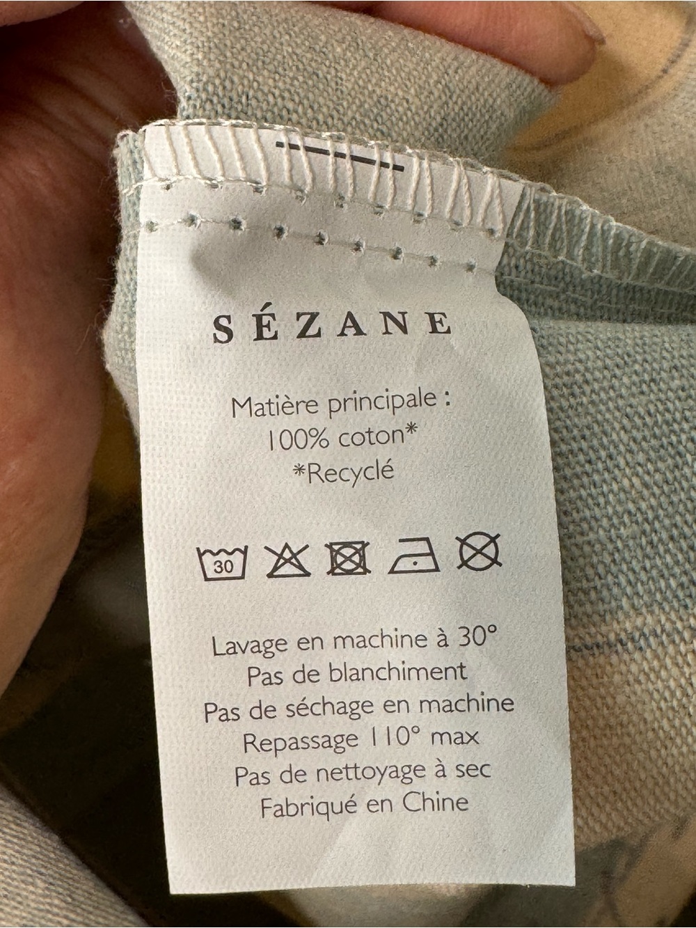 SEZANE San Francisco Exclusive Striped Tote Bag Blue & Cream Cotton Canvas - Picture 10 of 11